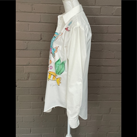 White button down Emilio Pucci Painted Print S-M - Picture 7 of 16